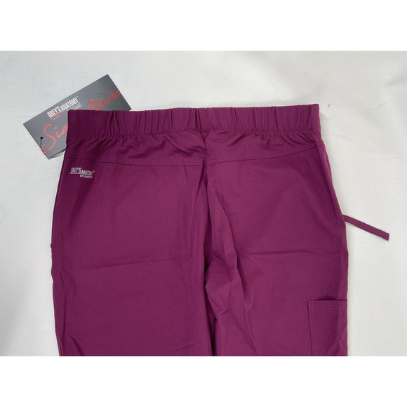 Greys Anatomy Barco Scrubs Cargo Low Rise Straight Leg Pants Womens XLT Wine NWT - Picture 5 of 9